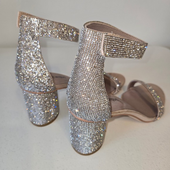 Jeffrey Campbell Laura Crystal Embellished Block Heeled Open Toe Sandal Size 7.5 - Picture 6 of 13